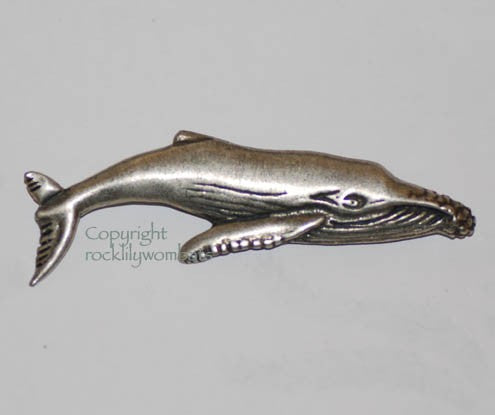 Humpback Whale Brooch Pewter Antique Silver Plated