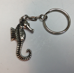 Sea Horse  Pewter Antique Silver Plated Key Ring: Peek-a-Boo