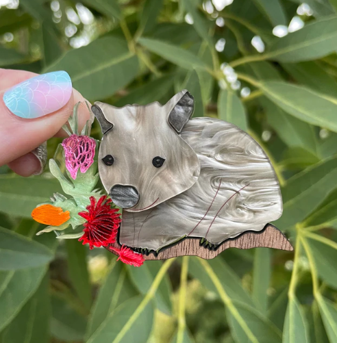 Lucy wombat Brooch by Wintersheart Gift Rocklilywombats earrings