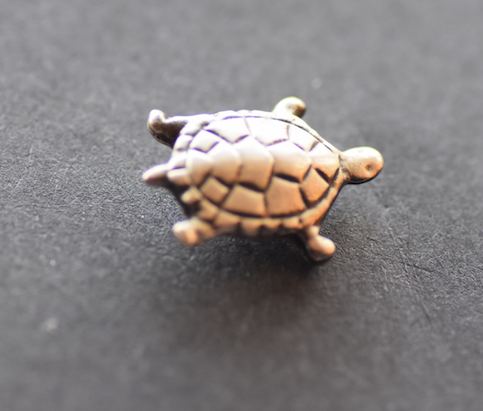 Turtle Green Sea Pewter PIN  extra small Antique Silver Plated -Peek-a-Boo